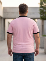 Men Plus Size Bibelot Pink textured Polo Tshirts