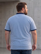 Men Plus Size Sterling Blue Self Design Polo Tshirt