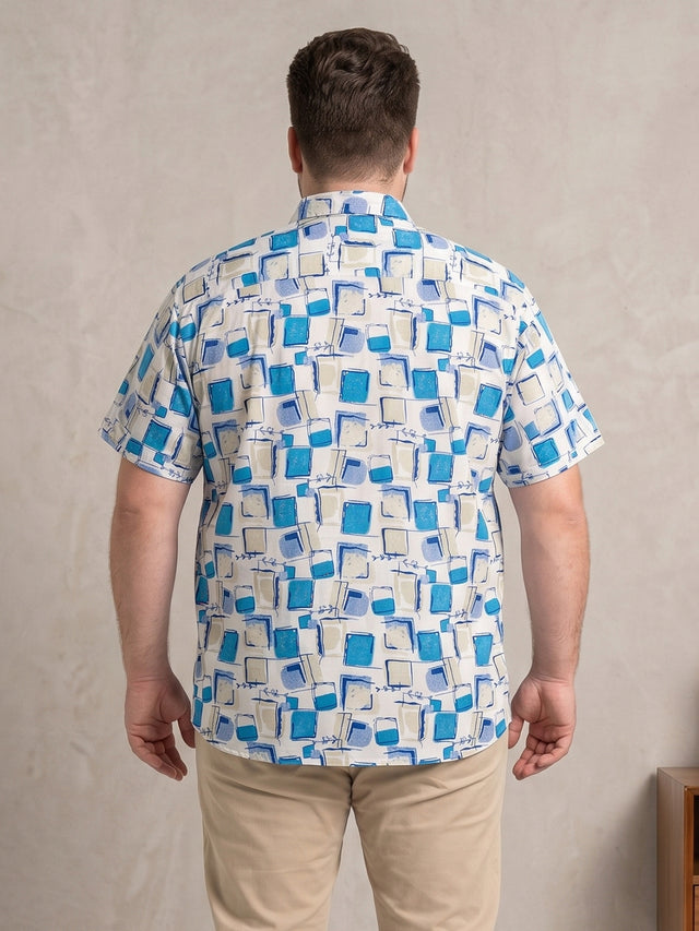 Men Plus Size Aquacube Multi Printed Shirts