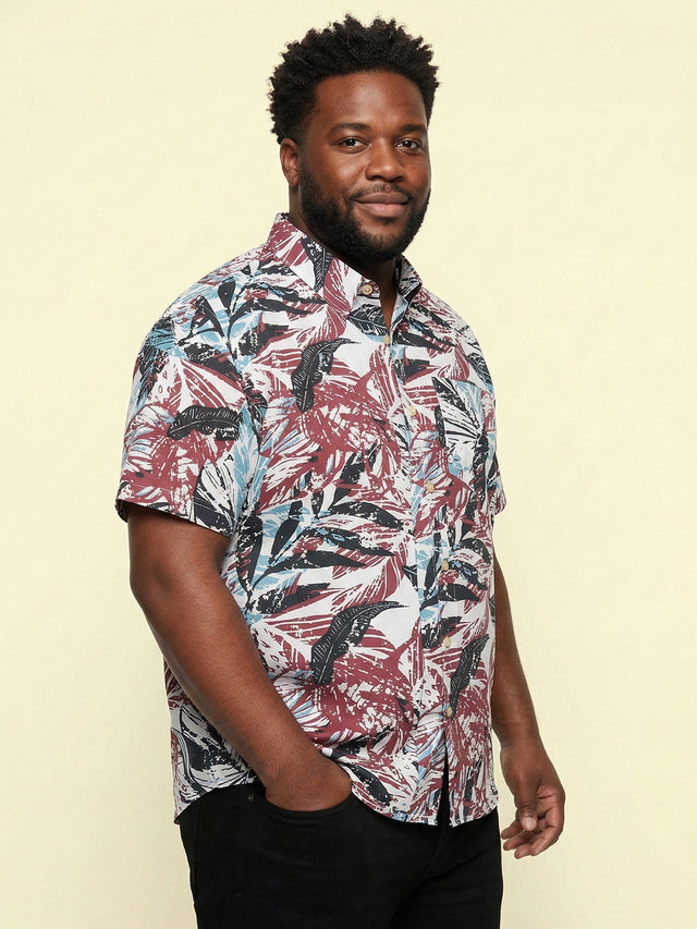 Men Plus Size Featherboat Multicolor Printed Casual Shirt