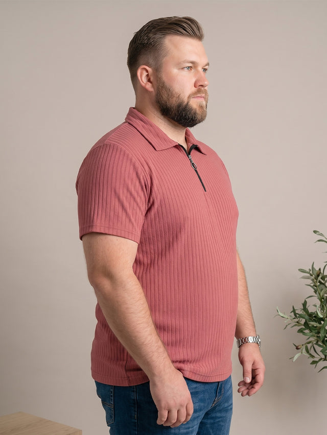 Men Plus Size Zinnia Pink Solid Polo