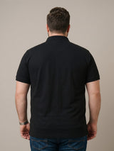 Men Plus Size Marine Black Printed Polo