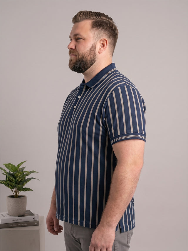 Men Plus Size Aristos Multi Striped Polo
