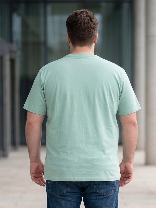 Men Plus Size Sagespirit Light Green Printed Round Neck