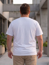 Men Plus Size Vaporcrew White Solid Round Neck