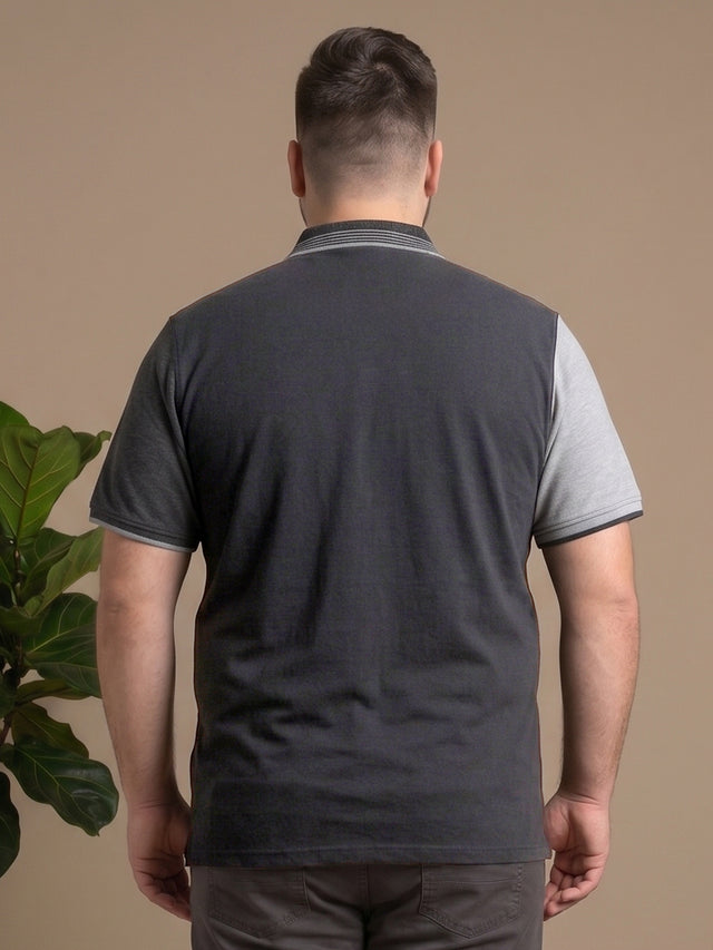 Men Plus Size Relent Colorblock Polo Tshirt