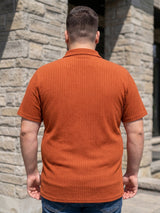 Men Plus Size Orson Orange Self Design Polo Tshirt