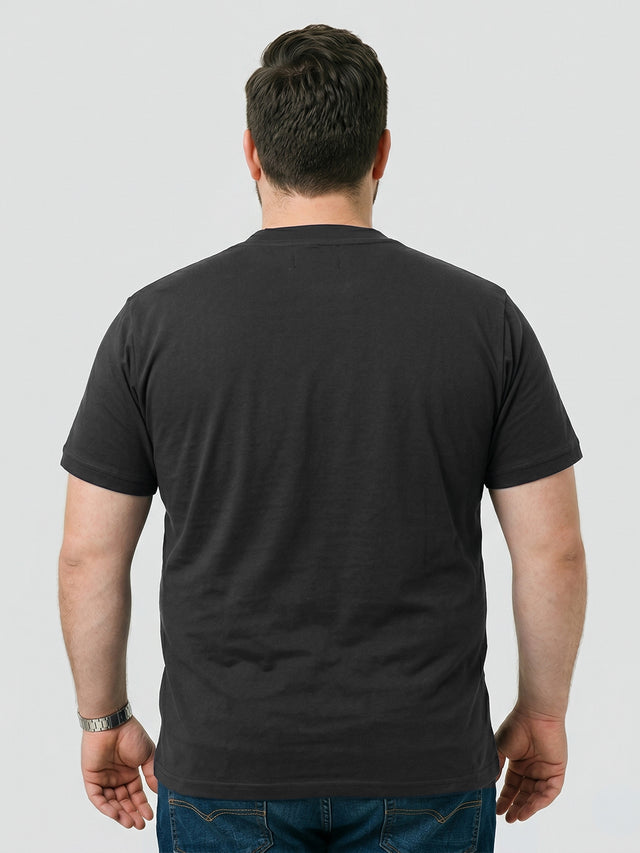 Men Plus Size Hypehound Black Printed Round Neck