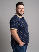 Men Plus Size Nebula Navy Blue Printed Polo