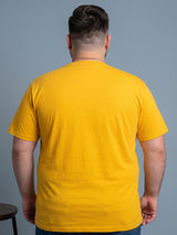 Men Plus Size Ideastorm Yellow Printed Round Neck