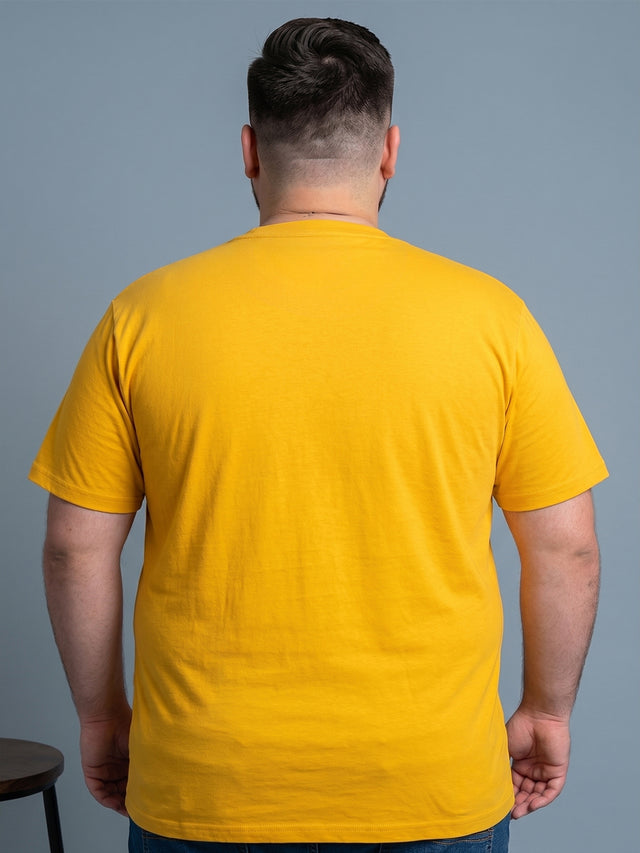Men Plus Size Ideastorm Yellow Printed Round Neck