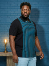 Men Plus Size Cerulean Multi Striped Polo