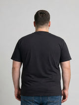 Men Plus Size Veritas Black Printed Round Neck