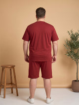 Men Plus Size Lumivox Maroon Printed Co-Ords