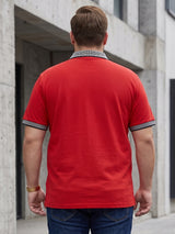 Men Plus Size Rush-Red Red Solid Polo Tshirts