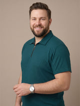 Men Plus Size Virent Green Solid Polo