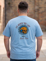 Men Plus Size Skystitch Sky Blue Printed Round Neck