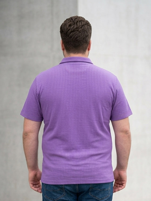 Men Plus Size Archid Violet Self Design Polo Tshirt