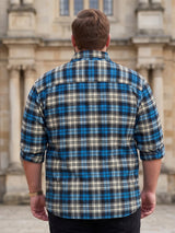 Men Plus Size Burlap Multicolor Checkered Casual Shirt