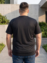 Men Plus Size Hiddenmist-Black Solid Black Round Neck Tshirt