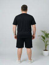 Men Plus Size Destiny Black Printed Co-Ords