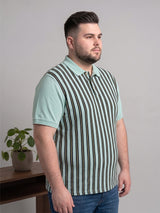 Men Plus Size Caramel Multi Striped Polo