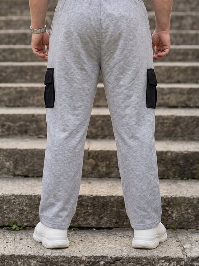 Men Plus Size Fulcrum Grey Solid Trackpants
