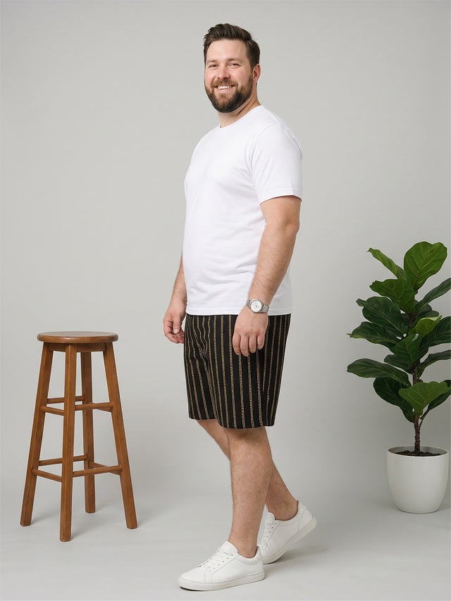Men Plus Size Gilded Multi Striped Shorts