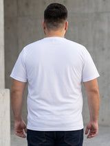 Men Plus Size Hiddenmist-White Solid White Round Neck Tshirt