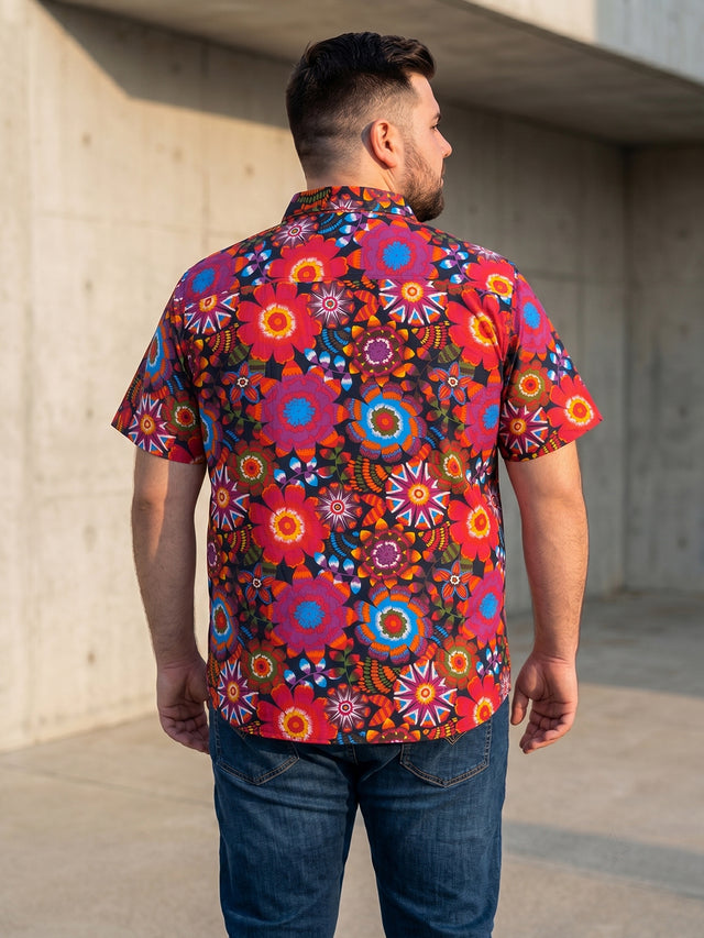 Men Plus Size Iridescent Multi Printed Shirts