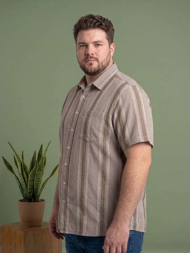 Men Plus Size Rextonix Multi Textured Shirts