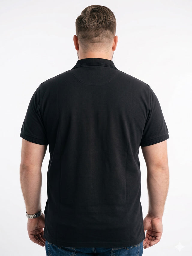 Men Plus Size Savra Black Printed Polo