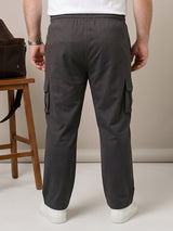 Men Plus Size Slatesmith Grey Solid Trackpant