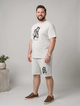 Men Plus Size Capture Grey Melange Printed Co-Ords