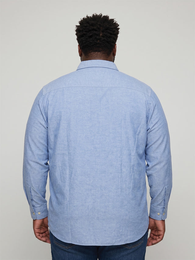 Men Plus Size Vexar Dark Blue Solid Shirts