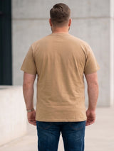 Men Plus Size Beigebanter Beige Printed Round Neck
