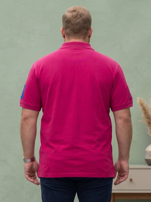 Men Plus Size Aura-Magenta Solid Polo