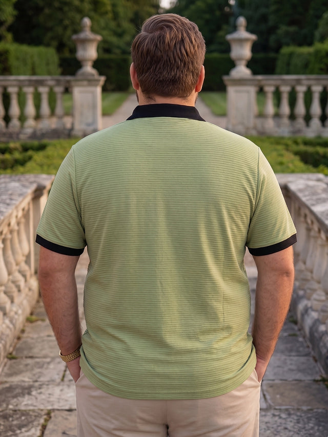 Men Plus Size Briar Green Textured Polo Tshirt