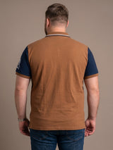 Men Plus Size Urbanglow Brown Colorblock Polo