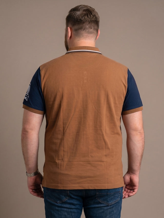 Men Plus Size Urbanglow Brown Colorblock Polo