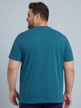 Men Plus Size Tryout Teal Solid V-Neck