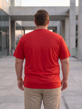 Men Plus Size Hiddenmist-Red Solid Red Round Neck Tshirt