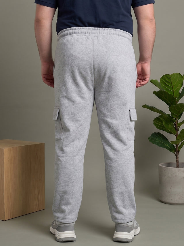 Men Plus Size Ametrine Grey Solid Trackpants