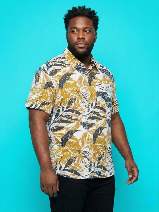 Men Plus Size Foliage Multicolor Printed Casual Shirt