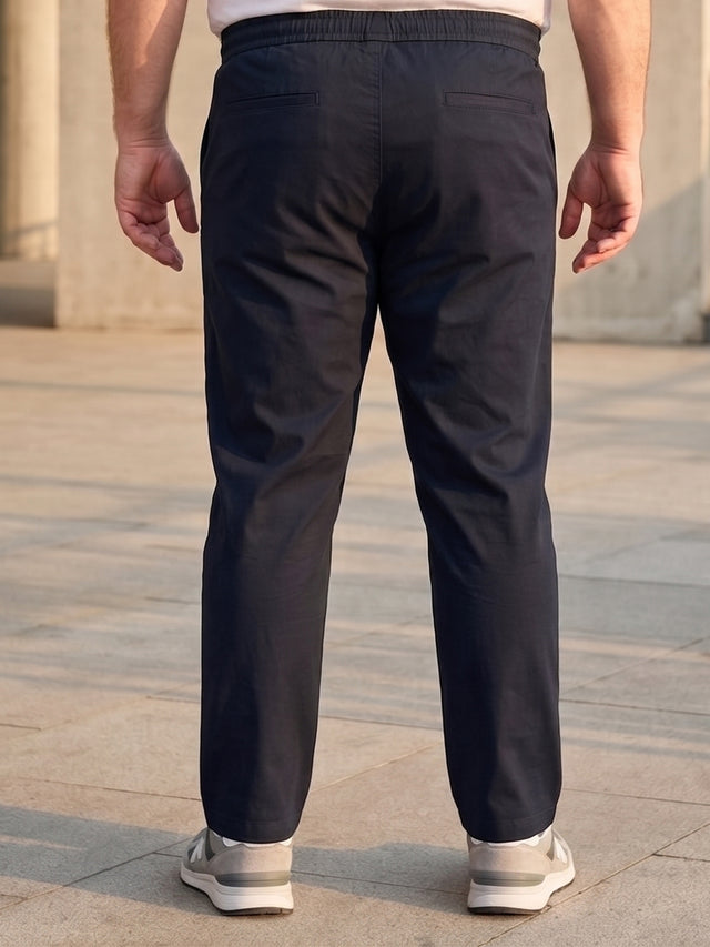 Men Plus Size Krenin Navy Solid Trousers