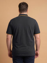 Men Plus Size Savage-Black Black Solid Polo