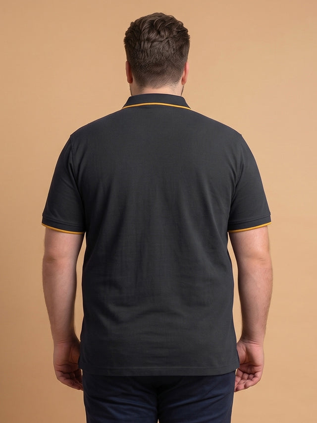 Men Plus Size Savage-Black Black Solid Polo