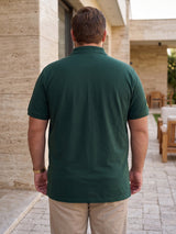 Men Plus Size Aura-BG Solid Green Polo Men Tshirt