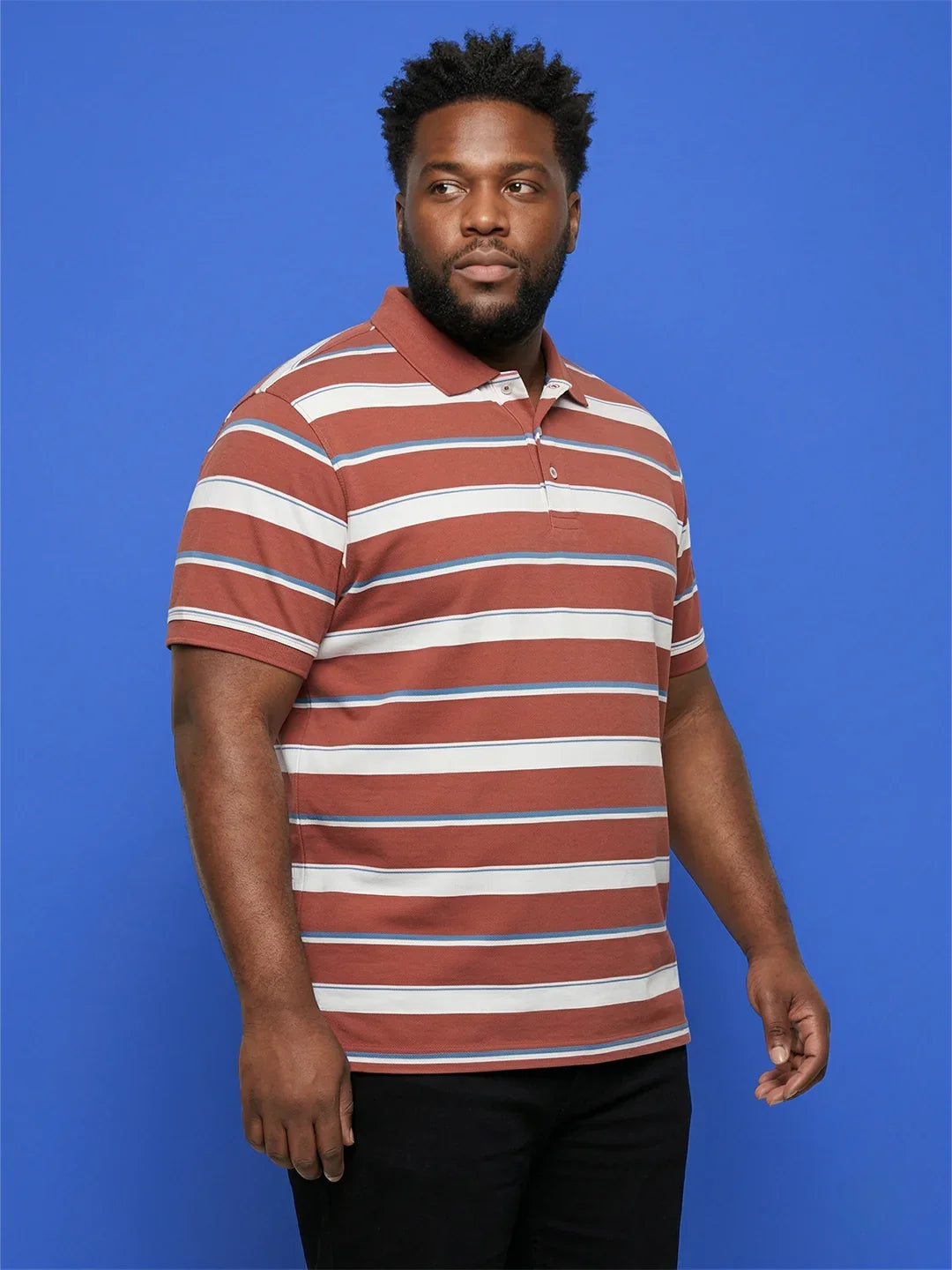 Men Plus Size Lineo Multicolor Colorblock Polo Tshirt