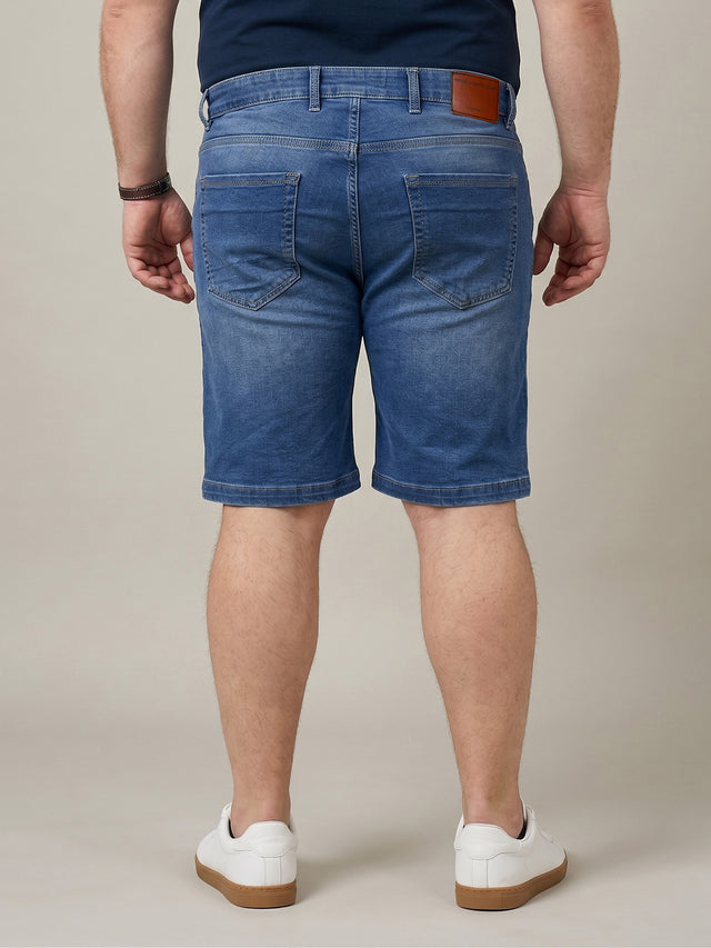 Men Plus Size Exuberant Blue Washed Shorts